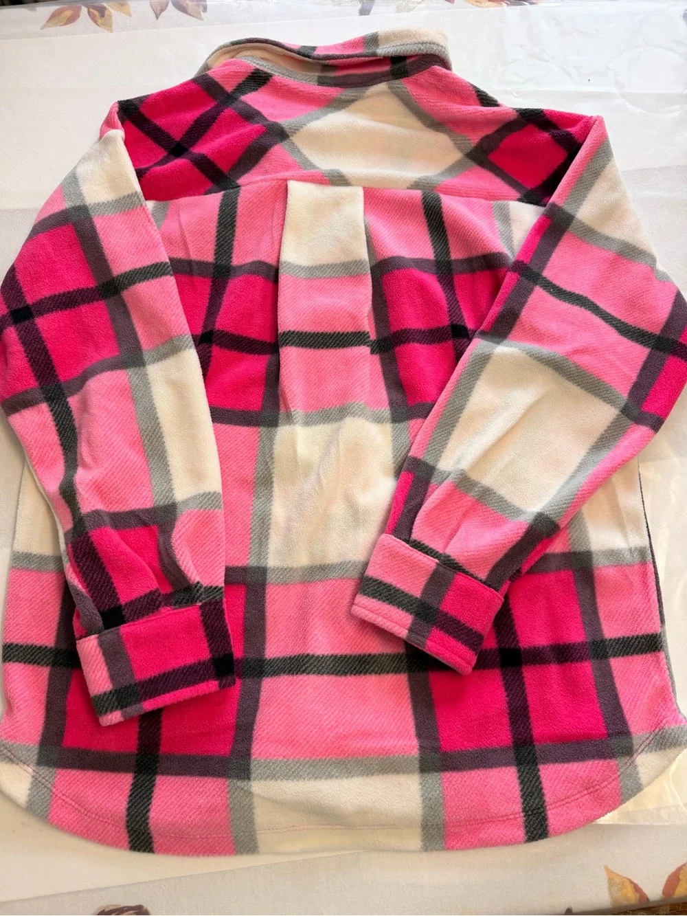 Zenana Outfitters Pink Plaid Button-Front Jacket size S
